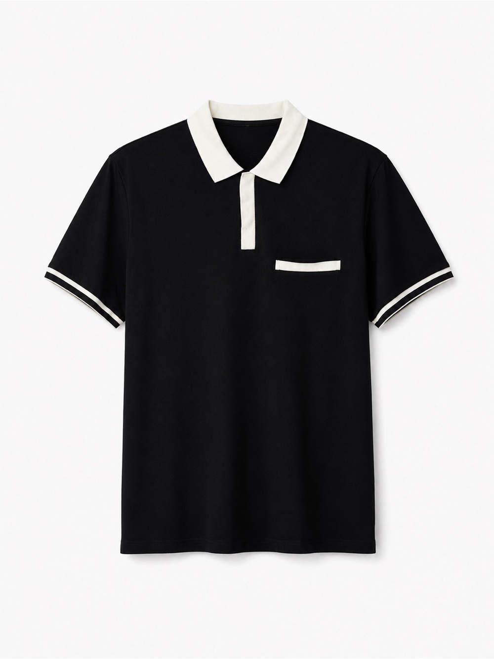Club Monaco Black & White Contrast-Trim Polo Shirt